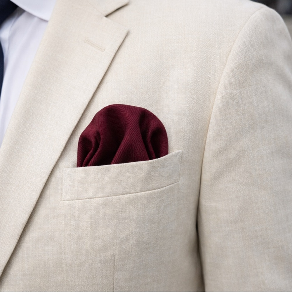 Vintage Burgundy Pocket Handkerchief Square Insert